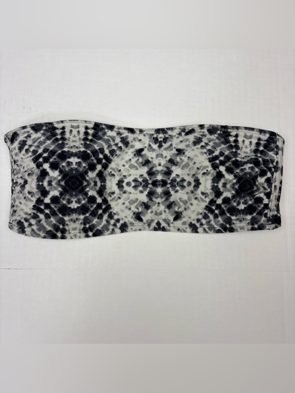 Hollister Women Small Bikini Top Bandeau Black White Tie Dye Strappy Back Beach